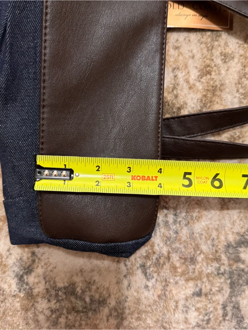 Gold Coast Denim & Brown Leather Pocket Shoulder Bag -Western wear/ McBling/Boho